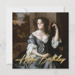 Duchesse soufflant un bubble gum rose Joyeux Anniv