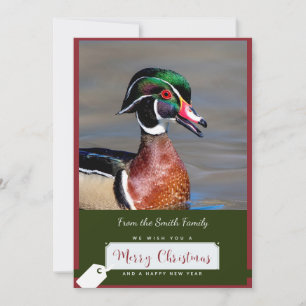 Duck de bois tiré sur une carte de Noël
