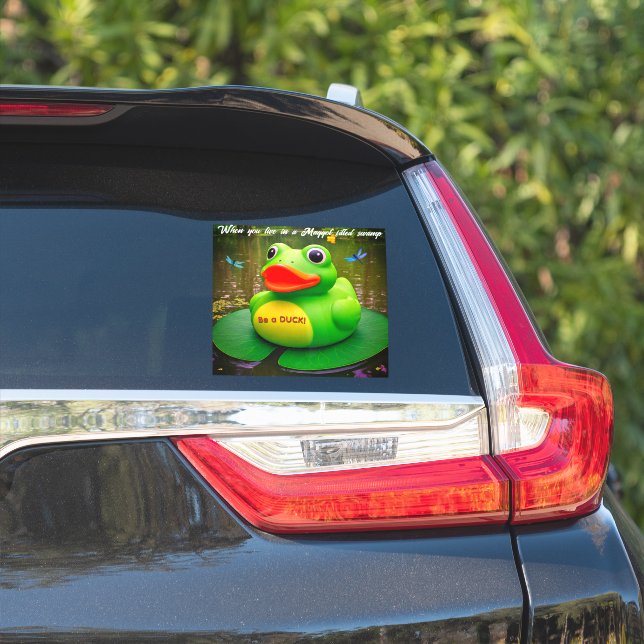 Duck Frog Swamp Custom-Cut Vinyl Sticker (Côté voiture)