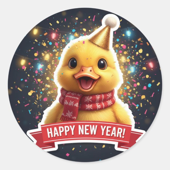 Duckling New Year Celebration Sticker (Devant)