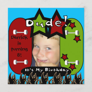 Dude Skateboard Invitation d'anniversaire