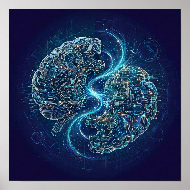 Duet Minds — Affiche d'art d'agent IA proactif (Devant)