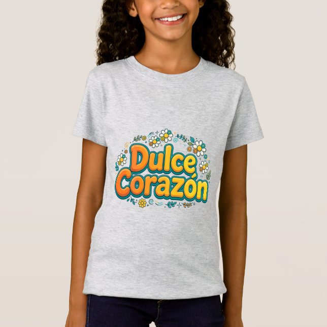 Dulce Corazón Fille T-Shirt - Cute Espagnol Douce  (Devant)