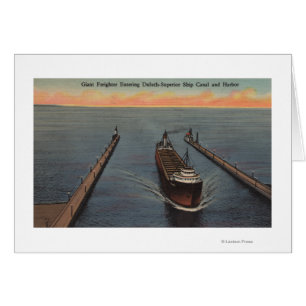 Duluth, manganèse - vue de bateau entrant de cargo