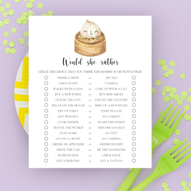 dumpling - Jeu de Baby Shower 'Préfèrerait-Elle' (Créateur téléchargé)