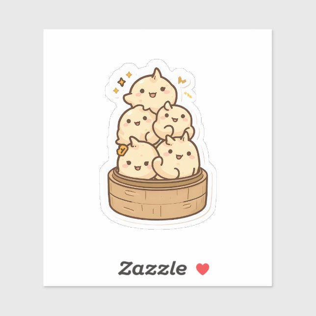 Dumpling Tower Sticker – Kawaii Steamed Bun Party  (Feuille)