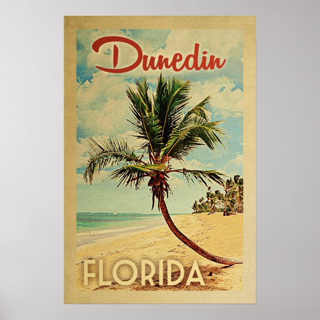 Dunedin Poster Palm Tree Vintage voyage (Devant)
