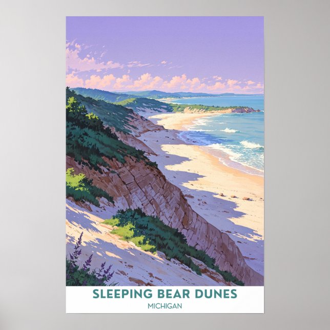 Dunes d'ours couché, Michigan, Belle affiche (Devant)