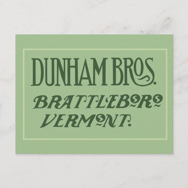 Dunham Bros. Brattleboro, carte postale VT (Devant)