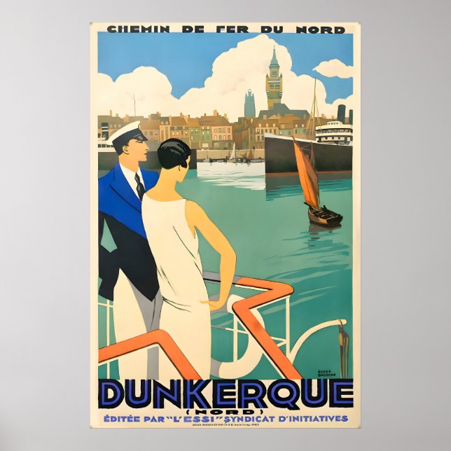 Dunkerque Chemin de Fer du Nord Affiche Rétro (Devant)