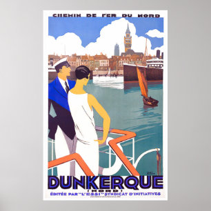 Dunkerque France vintage voyage Poster