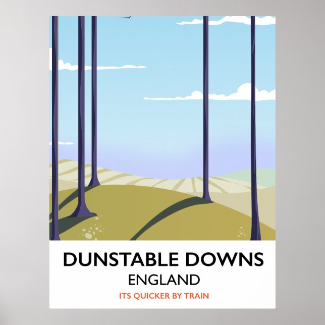 dunstable downs affiche de voyage de style vintage (Devant)