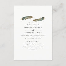 Duo de plumes | Invitation de mariage aquarelle