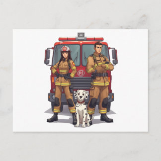 Duo de pompiers héroïques et carte postale dalmate