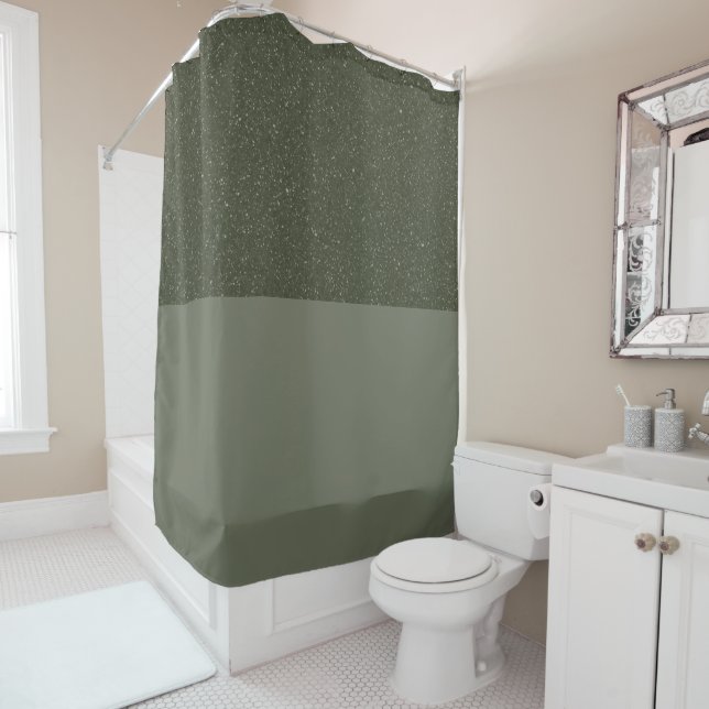 Duo de rideau de douche verte Moss moderne - Perso (En situation)