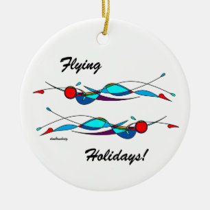 Duo Fly Swimmers Ornement en céramique