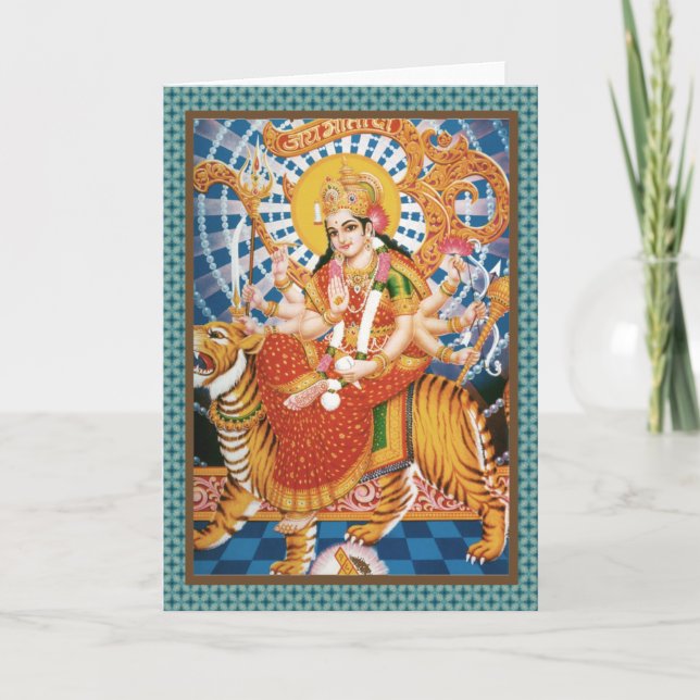 Durga, Déesse Hindou Avec Cartes De Tigre (Devant)