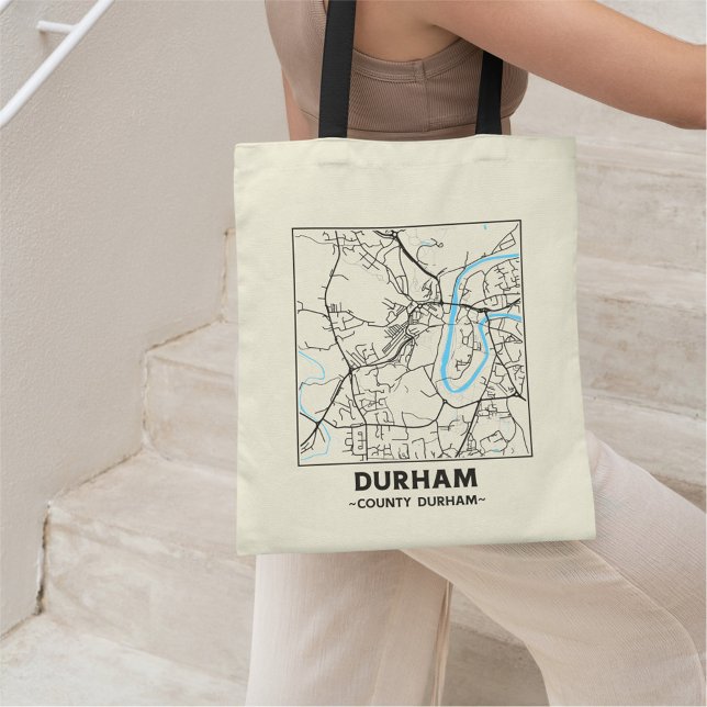 Durham, County Durham City Map Tote Bag (Créateur téléchargé)