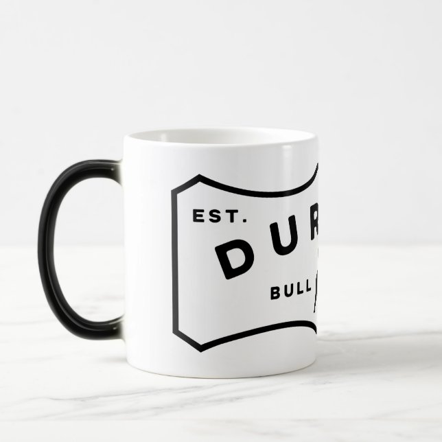 Durham NC Bull Ville Étiquette Couleur Morpher Mug (Gauche)