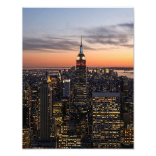Dusk tombe sur Manhattan - Photo Print