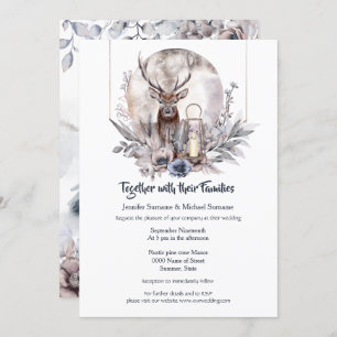Dusky bleu rose forêt cerf nuit lune invitation