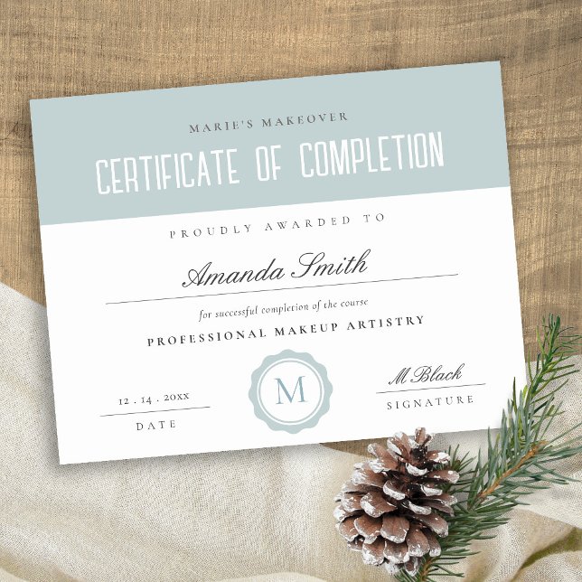 Dusky Blue Minimal Certificat d'achèvement (Créateur téléchargé)