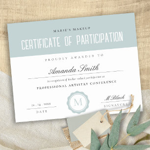 Dusky Blue Minimal Certificat de participation