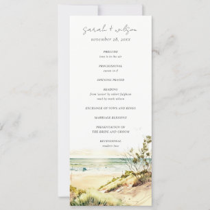 Dusky Coastal Beach Sun Seascape Wedding Programme