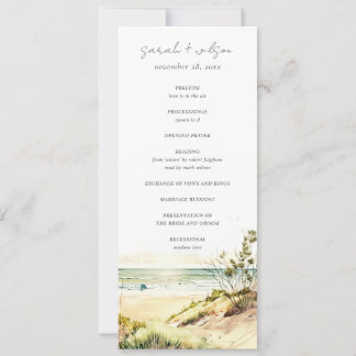 Dusky Coastal Beach Sun Seascape Wedding Programme