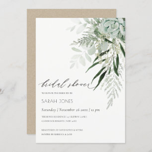 Dusky Leafy Fern Succulent Invitation Fête des mar