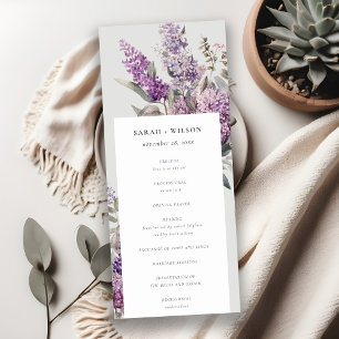 Dusky Lilac Green Cottage Floral Wedding Programme