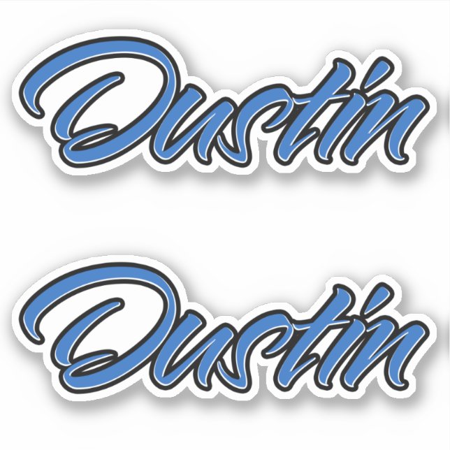 Dustin Nom bleu Autocollant Autocollant Set autoco (Devant)