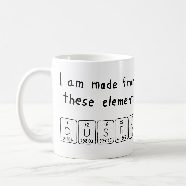 Dustin nom de table périodique mug (Gauche)