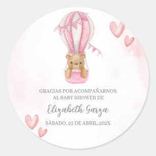 Dusty Baby shower rose merci sticker pour fille
