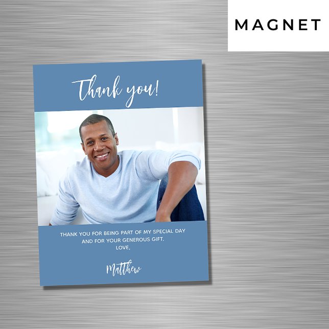 Dusty bleu blanc photo merci aimant (Créateur téléchargé)