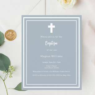 Dusty bleu garçon Invitation baptême