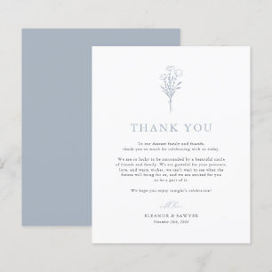 Dusty Bleu Minimaliste Botaniques Mariage Merci