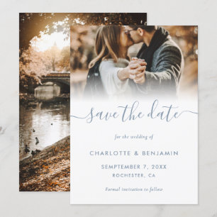 Dusty Blue 2 Photo Wedding Enregistrer La Carte Da