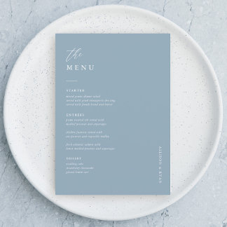 Dusty Blue 5x7" Mariage Menu Cartes Menu plat