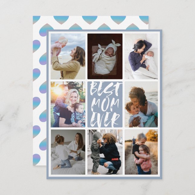Dusty Blue 8 Photo Collage Meilleure Maman Jamais (Devant / Derrière)