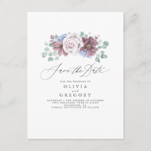 Dusty Blue and Mauve Floral Enregistrer la carte D