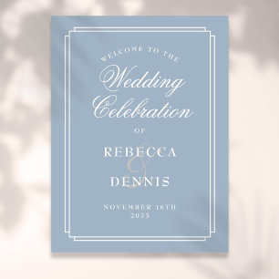 Dusty Blue Art Déco Mariage Affiche de bienvenue