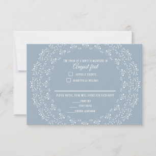Dusty Blue avec carte RSVP Mandala blanche