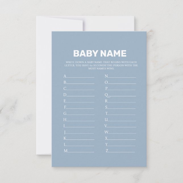 Dusty Blue Baby Name suggestions carte de jeu (Devant)