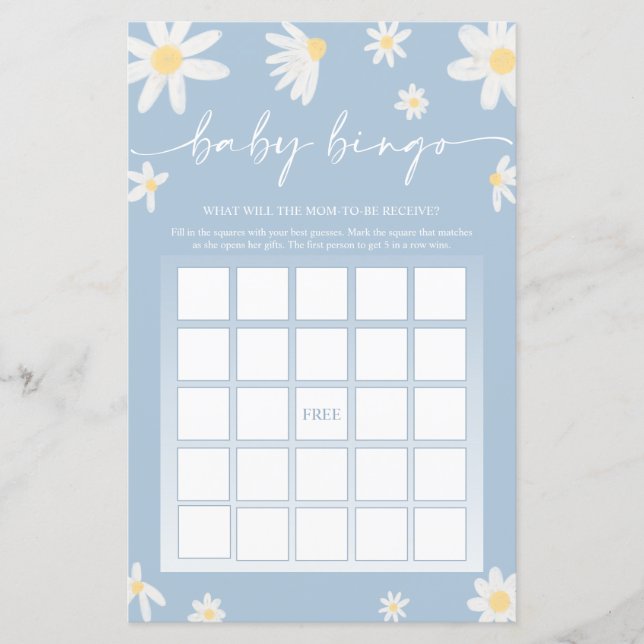 Dusty Blue Baby shower Bingo Jeu (Devant)