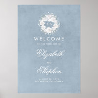Dusty Blue Baby's Breath Mariage Affiche de bienve