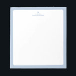 Dusty Blue | Bloc-notes personnalisé au coeur simp<br><div class="desc">Ce bloc-notes personnalisé est doté d'un bord de couleur simple et d'un coeur mignon. Personnalisez le texte avec votre nom ou n'importe quel texte. Ce bloc-notes personnalisé sera un cadeau parfait pour un enseignant,  des amis ou vous-même. D'autres designs sont disponibles dans ma boutique BaraBomStudio. Merci!</div>