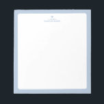 Dusty Blue | Bloc-notes personnalisé au coeur simp<br><div class="desc">Ce bloc-notes personnalisé est doté d'un bord de couleur simple et d'un coeur mignon. Personnalisez le texte avec votre nom ou n'importe quel texte. Ce bloc-notes personnalisé sera un cadeau parfait pour un enseignant,  des amis ou vous-même. D'autres designs sont disponibles dans ma boutique BaraBomStudio. Merci!</div>