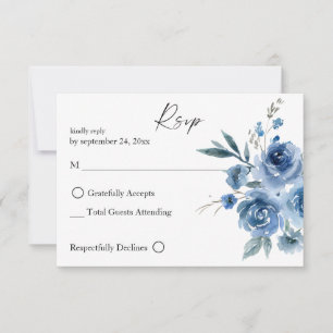 Dusty Blue & Blue Floral 2 no Carte RSVP repas