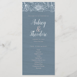 Dusty Blue & Blush Flowers Programme de mariage - 